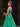 Boned Top Strapless Beaded Ball Gown Prom Dress With Bow - Emerald Green