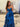 Ruffle Strapless Sparkly Ball Gown Prom Dress - Blue