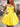 Beaded Puffy Boned Mini Ball Gown Prom Dress - Yellow