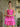 Cut Front Hot Fix Mini Tiered Ball Gown Prom Dress - Hot Pink