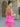 Cut Front Hot Fix Mini Tiered Ball Gown Prom Dress - Hot Pink
