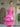 Cut Front Hot Fix Mini Tiered Ball Gown Prom Dress - Hot Pink