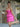 Cut Front Hot Fix Mini Tiered Ball Gown Prom Dress - Hot Pink