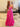 Cut Front Luxury Crystal Ruffle Ball Gown Prom Dress - Hot Pink