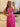 Cut Front Luxury Crystal Ruffle Ball Gown Prom Dress - Hot Pink