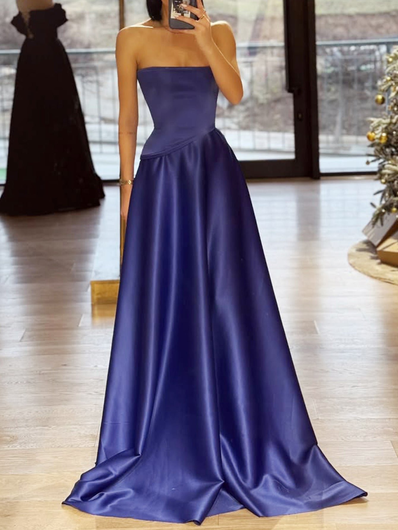 Two Pieces Strapless Bodice Ball Gown Long Prom Dress
