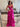 Cut Side Cross Pleated Ruffle Ball Gown Prom Dress - Fuchsia