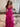 Cut Side Cross Pleated Ruffle Ball Gown Prom Dress - Fuchsia