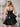 Boned Strapless Satin Mini Ruffle Ball Gown Prom Dress - Black