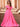 Off Shoulder Puff Sleeve Hot Fix Ball Gown Prom Dress - Hot Pink