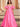 Off Shoulder Puff Sleeve Hot Fix Ball Gown Prom Dress - Hot Pink