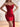 Waist Drop Pleated Boned Satin Mini Prom Dress - Red