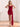 Waist Drop Pleated Boned Satin Mini Prom Dress - Red