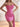 Waist Drop Pleated Boned Satin Mini Prom Dress - Hot Pink