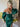 Detachable Sleeves Crystal Long Prom Dress - Emerald Green