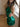 Sparkly Pleated Cross Satin Mini Prom Dress - Emerald Green