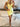 V-Neck Lace Embroidery Backless Mini Prom Dress - Yellow