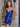 Beaded Pleated Mini Prom Dress Satin - Royal Blue