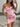 Flower Satin Boned Satin Sheath Mini Prom Dress - Pink Floral