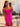 Scoop Boned Mermaid Prom Dress With Slit - Hot Pink
