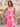 Bow Waist Spaghetti Strap Ruffle Mermaid Prom Dress With Slit - Hot Pink