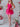 Sparkly Tulle V-Neck Layered Mini Prom Dress With Bow - Hot Pink