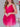 Sparkly Tulle V-Neck Layered Mini Prom Dress With Bow - Hot Pink