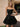Hand Beading Boned Mini Ball Gown Prom Dress With Bow - Black