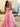 3D Flower Cut Out Sparkly Tiered Ball Gown Prom Dress - Pink