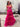 Sparkly Lace Embroidery Cut Front Ball Gown Prom Dress - Hot Pink