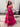 Sparkly Lace Embroidery Cut Front Ball Gown Prom Dress - Hot Pink