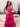 Sparkly Lace Embroidery Cut Front Ball Gown Prom Dress - Hot Pink