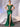 Off Shoulder Pleated Lace Embroidery Mermaid Prom Dress - Emerald Green
