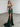 Luxury Crystal Dubai Sheer Bodice Mermaid Evening Dress - Emerald Green