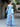 Satin Bow Waist Sparkly Lace Strapless Ruffle Tiered Prom Dress - Blue