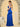 V-Neck Acetate Satin Bodice Draped Bridesmaid Dress With Split - Royal Blue