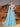 One Shoulder Beaded Pleats Long A-Line Prom Dress With Tulle - Baby Blue