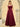 Elaborate Bow Back Satin Bridesmaid Dress With Pocket - Burgundy