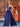 Illusion Bodice Beaded Spaghetti Strap A-Line Slit Prom Dress - Navy Blue