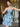 Cut Front Hot Fix Mini Tiered Ball Gown Prom Dress - Dusty Blue