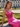 V-Neck Sparkly Beading Satin Mermaid Prom Dress in Hot Pink