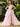 3D Embroidery Asymmetrical Tiered Ball Gown Prom Dress - Pink