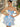 Strapless Boned Ruffle Printing Chiffon Mini Ball Gown Prom Dress - Baby Blue Floral