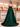 Pleated Bust Ruffle Hem Strapless Satin Prom Ball Gown - Emerald Green