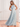 One Shoulder A-Line Floral Chiffon Long Bridesmaid Dress - Dusty Blue Floral