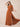 Ruffled One Shoulder Chiffon Maxi Bridesmaid Dress with Slit in Burnt Orange