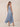 Dusty Blue Chiffon Pleated A-Line Asymmetrical Hem Long Bridesmaid Dress