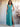 Ruffle Deep V-Neck A-Line Ankel Chiffon Bridesmaid Dress - Aqua Blue