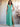 Ruffle Deep V-Neck A-Line Ankel Chiffon Bridesmaid Dress - Turquoise