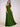 Asymmetrical Chiffon Bridesmaid Dress With Ruffle Short Sleeve - Olive Green